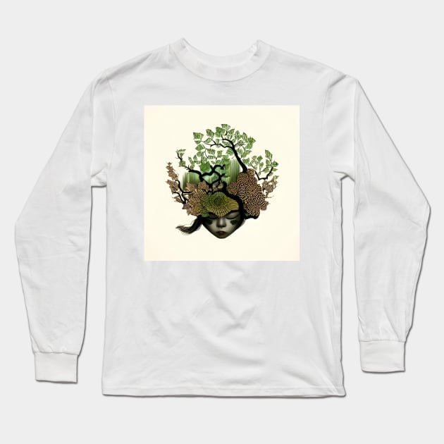 Girl with Tree hair - Designs for a greener future Long Sleeve T-Shirt by Greenbubble